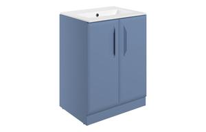 Stafford 615mm Floor Standing 2 Door Basin Unit w/0TH Basin - Matt Misty Blue